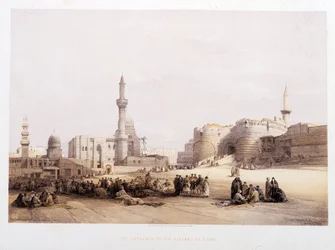 La Entrada de la Ciudadela de El Cairo - en “La Tierra Santa” por David Roberts, Londres 1849