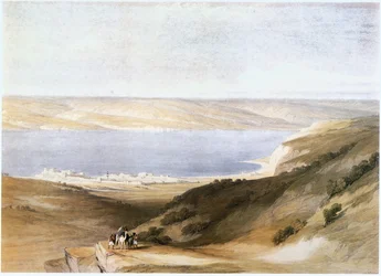 Tiberíades y el Mar de Galilea, Israel (grabado)