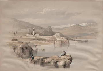 Tiberíades, desde las murallas, Safet en la distancia, 1839
