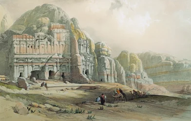 Vista de las ruinas de Petra, Jordania