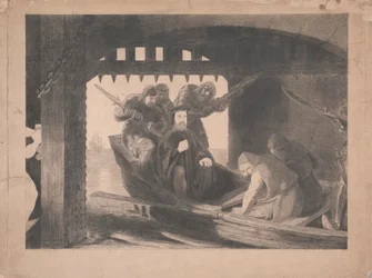 Duque de Gloucester llevado a la Puerta del Agua de Calais, 1380