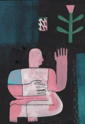 Black And Blue 1, 2023 (pintura mixta sobre papel)