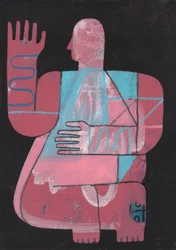 Black And Blue 5, 2023 (pintura mixta sobre papel)