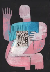 Black And Blue 6, 2023 (pintura mixta sobre papel)