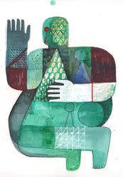 Bodies of Land and Water 1, 2023 (pintura mixta sobre papel)