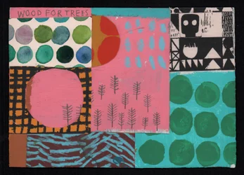 Wood For Trees, 2023 (pintura y collage)