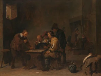 Los jugadores
Los hombres que hacen dados en una taberna