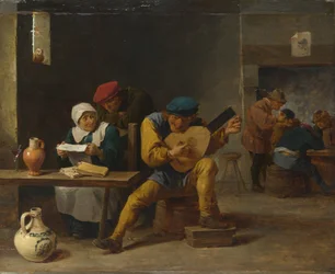 Campesinos haciendo música en una taberna, c. 1635