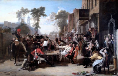 Pensionistas de Chelsea leyendo el despacho de Waterloo (óleo sobre lienzo)