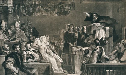 John Knox Predicando ante los Señores de la Congregación, 10 de junio de 1559, c. 1827, 1912