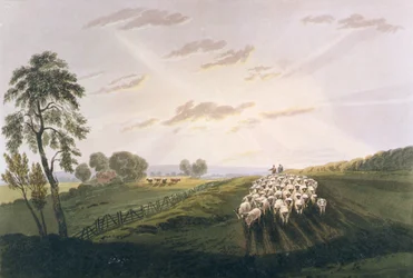 Tarde, Una Vista en Surrey, ilustración de Un Tratado sobre Pintura de Paisaje y Efecto en Acuarelas, 1841