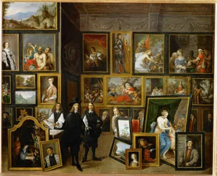 El archiduque Leopoldo Guillermo entre sus obras de arte en la galería del archiduque en Bruselas