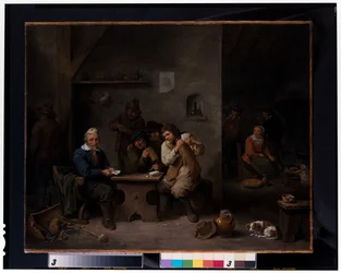 Figuras jugando en una taberna