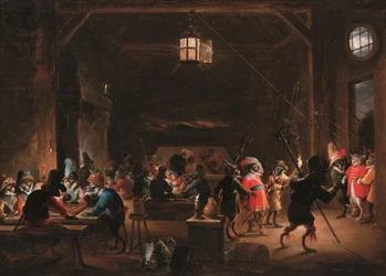 Guarda con monos, c.1633 (óleo sobre tabla)