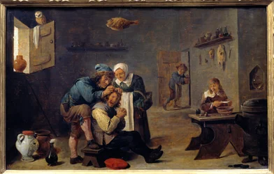 Medicina: “La operación quirúrgica”. Pintura de David Teniers II el joven (1610-1690) (ec.flam.) Dim. 0,33x0,25 m. Madrid, Museo del Prado