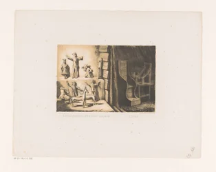 Ídolos de humanos y animales y dos asientos. estatuas sagradas de animales y dioses; Asientos (título en objeto)