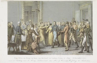 Príncipe de Orange en la casa del Conde de Limburg Stirum, 1813 El Príncipe Guillermo de Orange en la casa del Conde de Limburg-Stirum en La Haya. (30 de noviembre de 1813) (título sobre objeto)