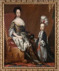 Eduvigis Leonor (1636-1715), princesa de Holstein-Gottorp, reina de Suecia, y su bisnieto Carlos Federico (1700-1739), duque de Holstein-Gottorp, 1704