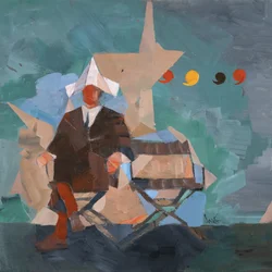 Marcel Broodthaers 25 (Cuatro comas), 2025 (óleo sobre lino)
