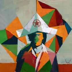 Robert Filliou 35, 2024 (óleo sobre lino)