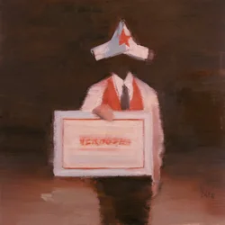 Robert Filliou 36 (Verboden), 2024 (óleo sobre lino)