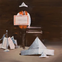 Robert Filliou 37 (Van Laack), 2024 (óleo sobre lino)