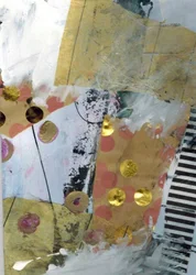 Collage moderno con puntos dorados