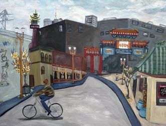 Chinatown Portland, 2018 (acrílico sobre lienzo)