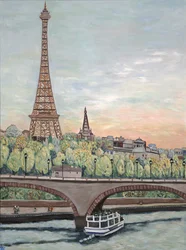 Vista de la Torre Eiffel, 2017 (acrílico sobre lienzo)