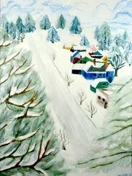 Village Snow, 2014, acrílico sobre lienzo