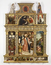 Políptico de San Ivo (temple sobre tabla, marco antiguo)