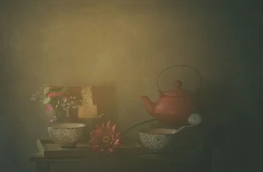 Naturaleza muerta con té acogedor