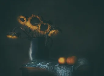 Girasoles y manzanas melancólicos