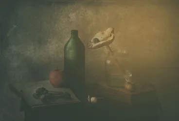 Bandeja de mesa con naturaleza muerta de estilo vintage