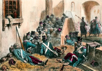 Tifus durante las Guerras Napoleónicas (grabado de Denis Auguste Raffet)