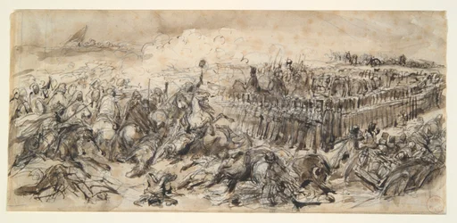 Escena de batalla (estudio para la 2.ª caballería ligera que resiste el ataque de los árabes)