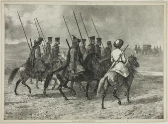 Escolta cosaca a la frontera de Kuban, Taman (Rusia Central), 11 de octubre de 1837