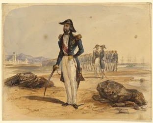 General con tropas al fondo