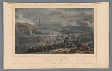 Verovering van de lunette St. Laurent, 1832 Toma del bisel de St. Laurent por los Granaderos del 65 de Línea (título sobre el objeto) Dibujos hechos de la naturaleza en el asedio de la Ciudadela de Amberes por Raffet (título de la serie sobre el objeto)