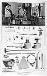 Interior de una Ferretería, y planos de instrumentos, 1751-1777