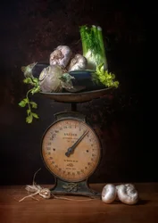 Naturaleza muerta con productos rústicos