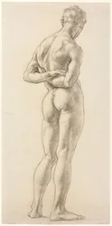 Estudio de una figura masculina, c.1906-07 (tiza negra sobre papel)