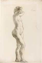 Estudio de una figura femenina, c.1906-07 (tiza negra sobre papel)
