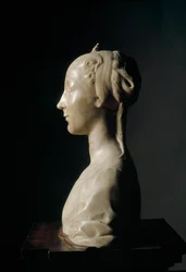 Busto de una joven. Escultura de mármol de Desiderio da Settignano (ca. 1430-1464). Dimensiones: 146 cm. Florencia, Museo Nazionale del Bargello