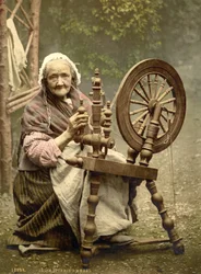 Rueda de hilar irlandesa, Condado de Galway, 1890