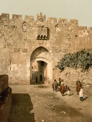 Puerta de San Esteban, Jerusalén, Tierra Santa, c,1890-c.1900 (impresión fotocromática)