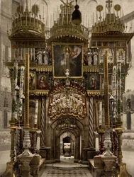 El interior del Santo Sepulcro, Jerusalén, Tierra Santa, c.1890-c.1900 (impresión fotocromática)