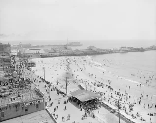 Playa y paseo marítimo, Atlantic City, 1900-10