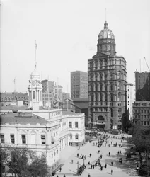 Ayuntamiento y Edificio Mundial, Nueva York, EE.UU., c.1905