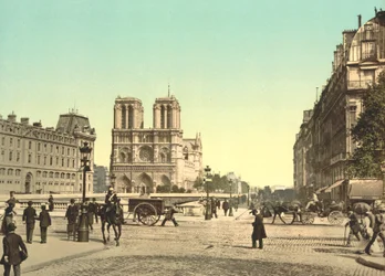 Notre Dame y el Puente de San Miguel, París, Francia, c.1900
